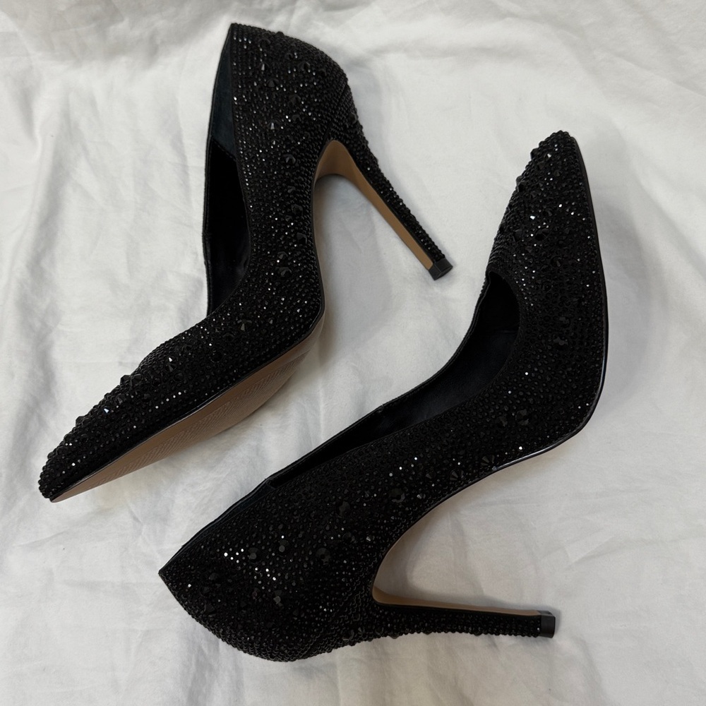 Women’s Charles By Charles David Black Rhinestone Stiletto High Heels. Size 8 - Picture 11 of 15
